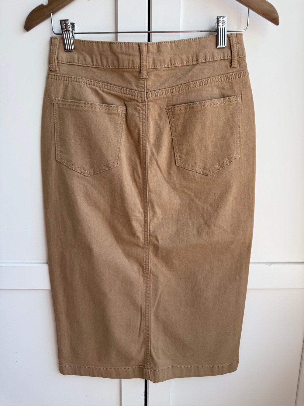 Be-Girl USA Tan Denim Midi Pencil Skirt Size XS - Picture 2 of 5